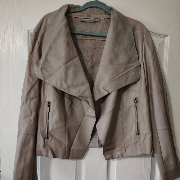 Bagatelle XL Beige Faux Leather Jacket - Picture 1 of 7